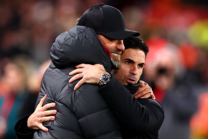 Arteta og Klopp meðan allt lék í lyndi