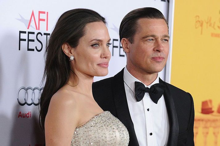 Angelina Jolie og Brad Pitt árið 2015, þegar allt lék í lyndi. Þau hættu saman árið 2016.
