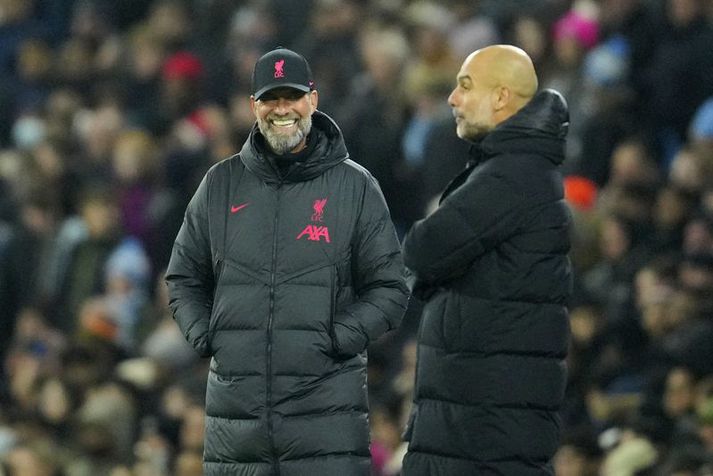 Jürgen Klopp að stýra liði Liverpool á móti Manchester City og Pep Guardiola.