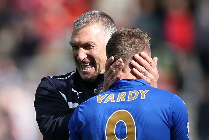 Nigel Pearson og Jamie Vardy.