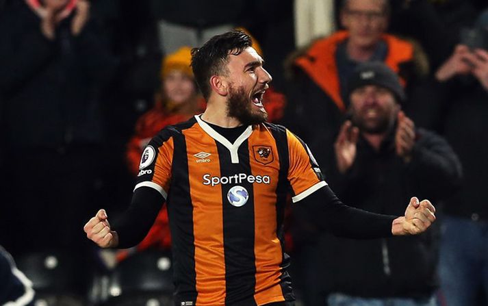 Robert Snodgrass fagnar marki sínu.