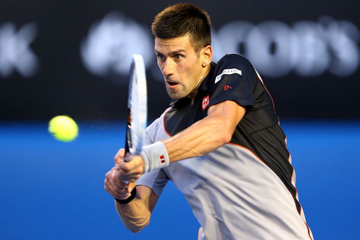 Novak Djokovic í Melbourne í nótt.