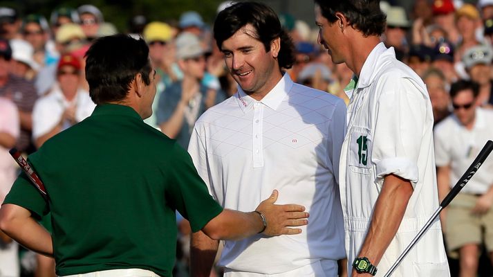 Louis Oosthuizen og Bubba Watson þakka fyrir hringinn.