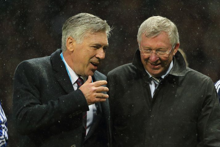 Carlo Ancelotti og Sir Alex Ferguson.