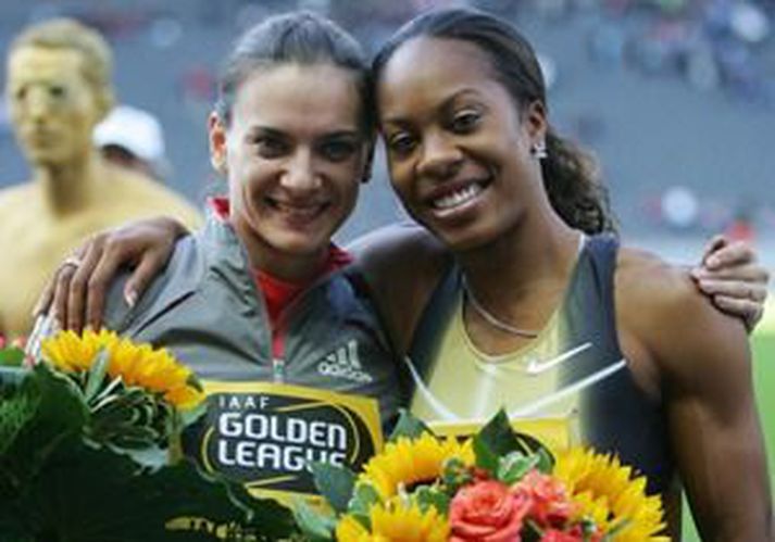 Isinbayeva er hér til vinstri.