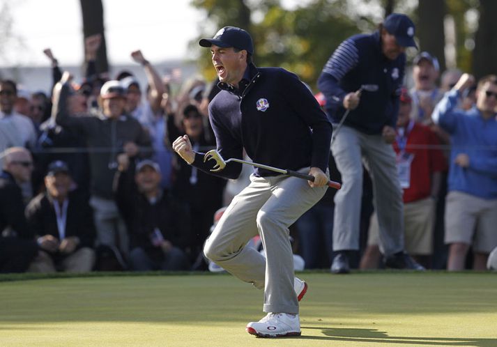 Keegan Bradley lék vel í Ryder-bikarnum fyrir tveimur árum.