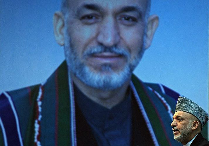 Hamid Karzai Lætur til skarar skríða gegn fyrirtækjum á borð við hið alræmda Blackwater.
nordicphotos/AFP