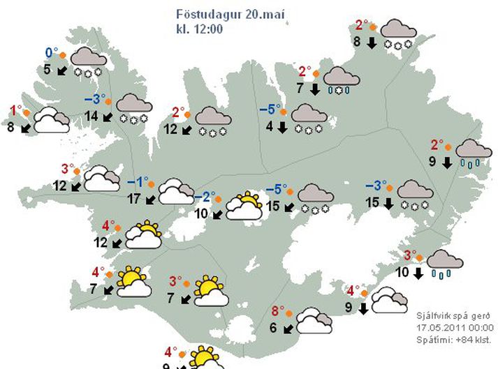 Spákort veðurstofunnar.