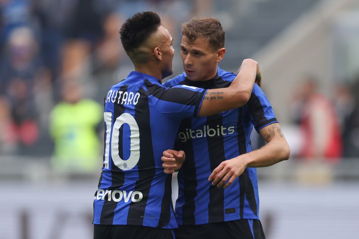 Nicolo Barella og Lautaro Martinez sáu um skora mörkin fyrir Inter í dag.