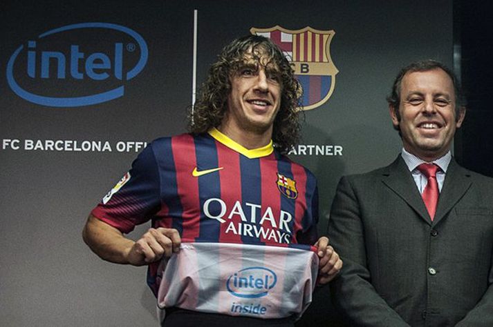 Carles Puyol á kynningarfundi um samvinnu Barcelona og Intel.