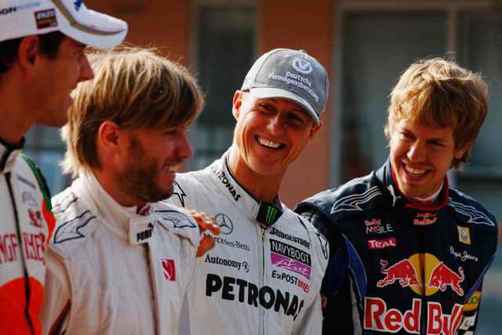 Þjóðverjarnir Adrian Sutil, Nick Heidfeld, Michael Schumacher og Sebastian Vettel.