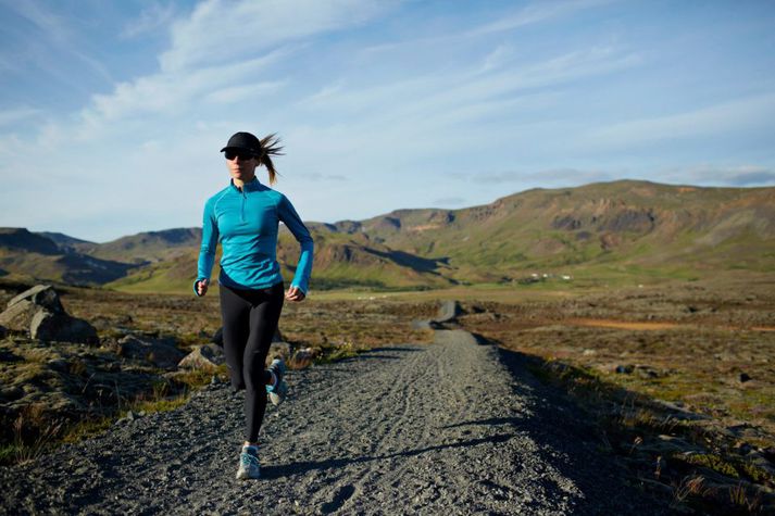 Helen á hlaupum ofan við Hveragerði.