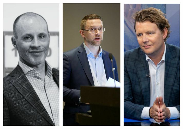 Finnur Oddsson, forstjóri Haga, Davíð Rúdólfsson, framkvæmdastjóri Gildis, og Halldór Benjamín Þorbergsson, forstjóra Heima.