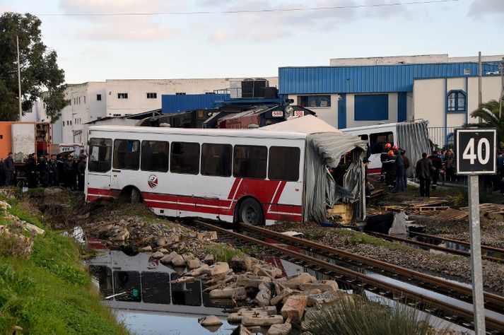 Slysið varð um klukkan sjö að staðartíma í morgun.