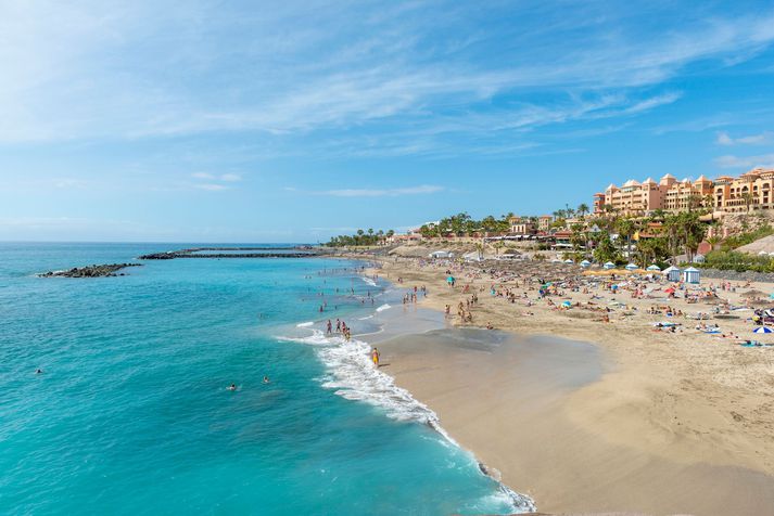 Fjölskyldan var í fríi á Adeje-ströndinni á Tenerife.