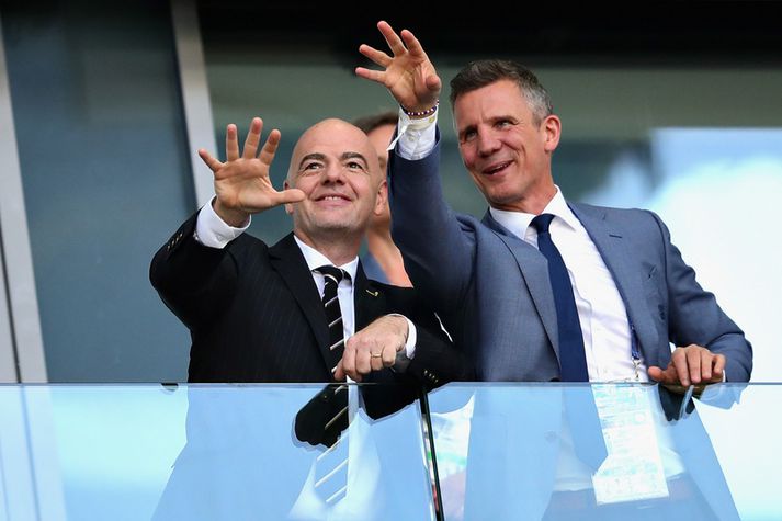 Guðni Bergsson og Gianni Infantino, forseti FIFA.
