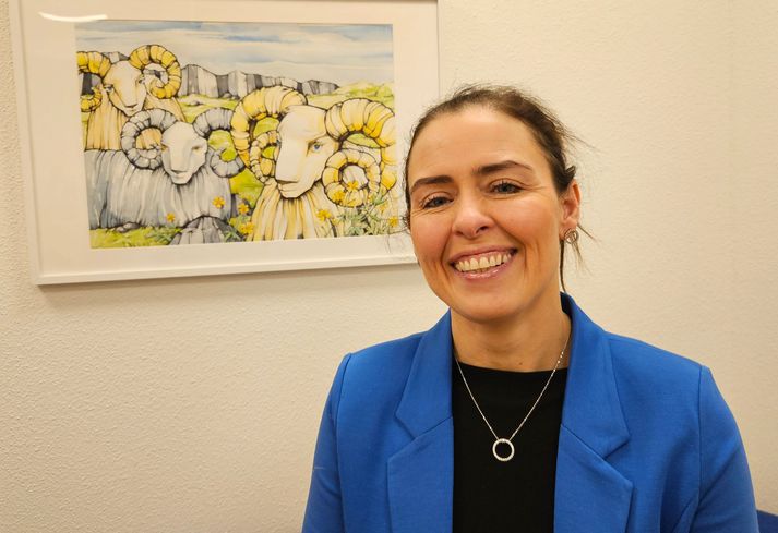 Soffía Sveinsdóttir, skólameistari Fjölbrautaskóla Suðurlands á Selfossi, sem var alsæl í morgun þegar hún tók á móti nemendum eftir verkfallið síðustu vikur.