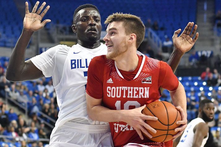 Jacob Calloway í leik með Southern Utah Thunderbirds í bandaríska háskólakörfuboltanum.