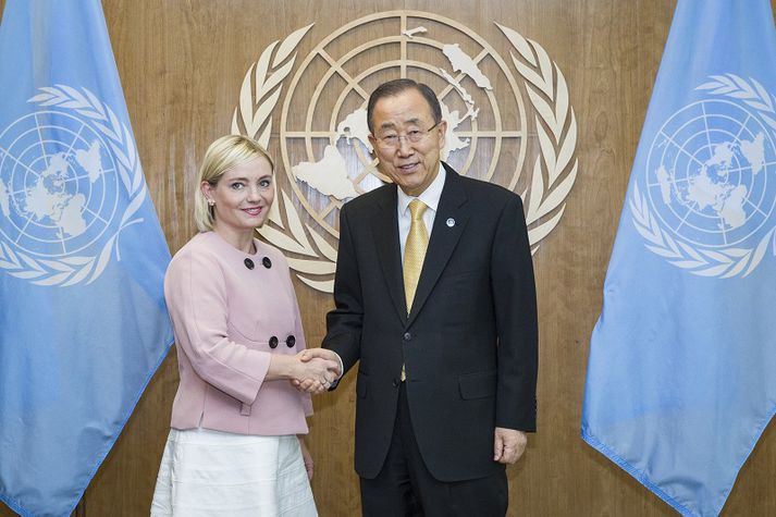 Lilja Alfreðsdóttir utanríkisráðherra og Ban Ki-moon, aðalritari Sameinuðu þjóðanna, funduðu.