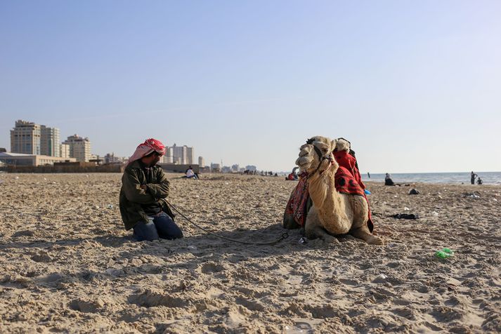 Myndin er tekin á friðsömum tíma á strandlengju Gaza.