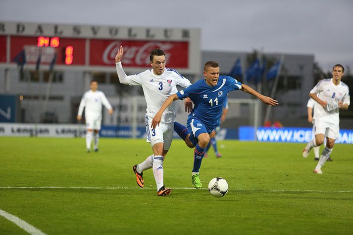 Alfreð Finnbogason á ferðinni í kvöld.