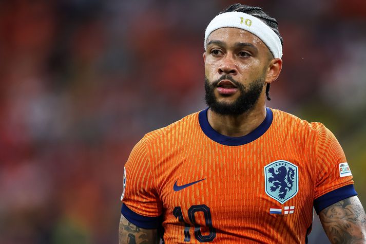 Memphis Depay í leik með hollenska landsliðinu á Evrópumótinu í sumar.