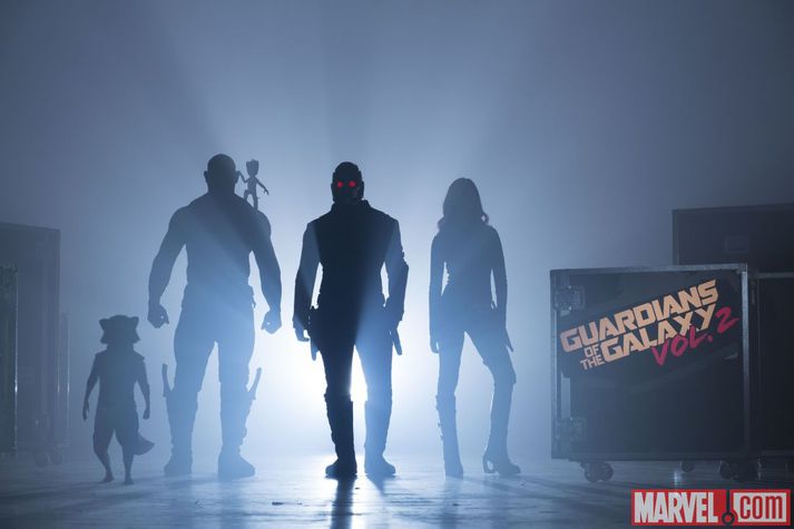 Rocket, Dax, Groot, Star-Lord og Gamora.