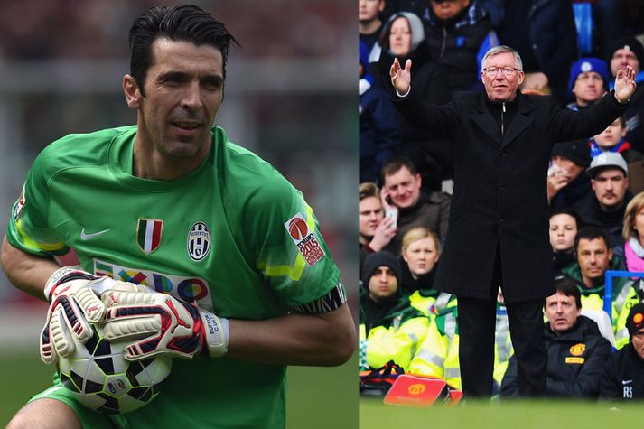 Gianluigi Buffon og Sir Alex Ferguson.