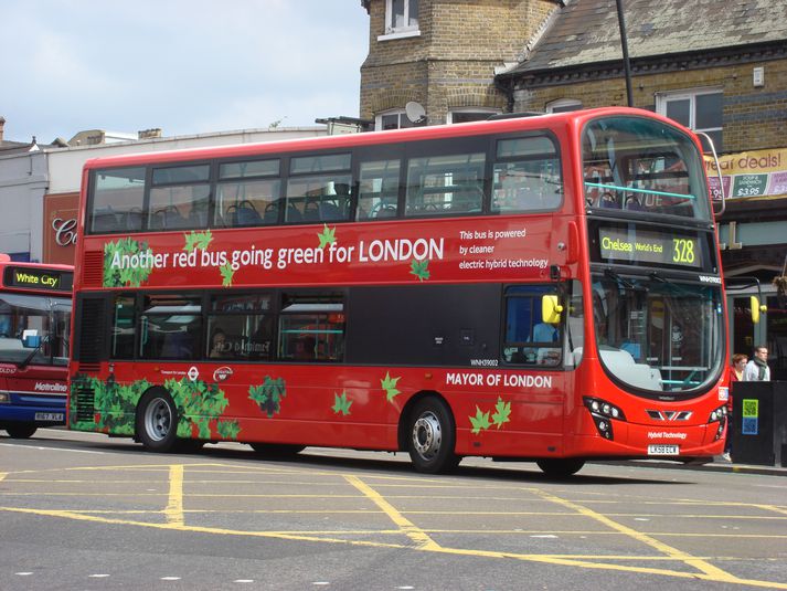 Grænir strætisvagnar í London.