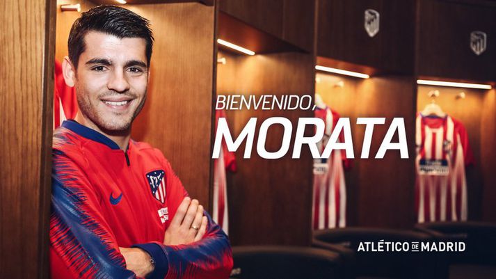 Alvaro Morata boðinn velkominn á Twitter-síðu Atletico Madrid.