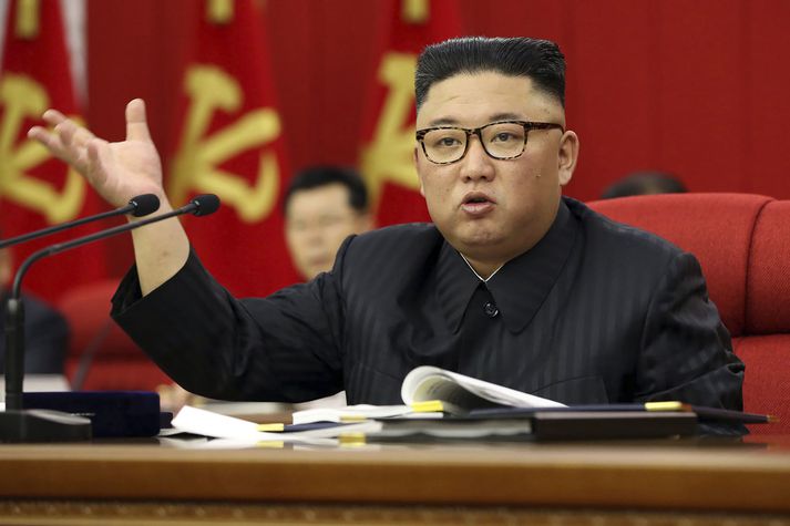 Kim Jong Un á fundi kóreska verkamannaflokksins í júní.