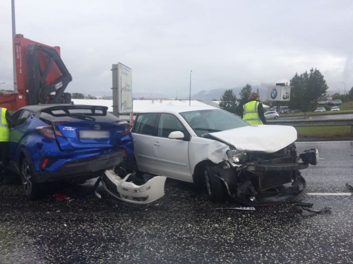 Áreksturinn var nokkuð harður.