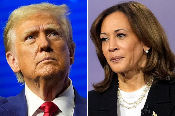 Donald Trump og Kamala Harris mælast mjög jöfn í kosningum vestanhafs.