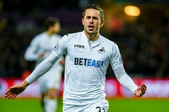 Gylfi Þór Sigurðsson var hetja Swansea í kvöld.