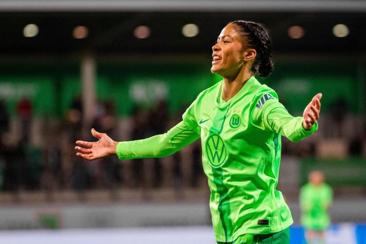 Sveindís Jane Jónsdóttir fagnaði sigri í dag og fékk loksins aftur að spreyta sig í byrjunarliði Wolfsburg.