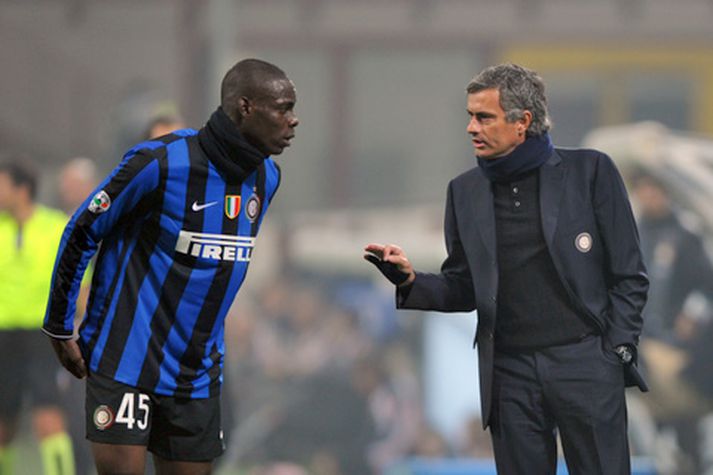 Mario Balotelli og Jose Mourinho.