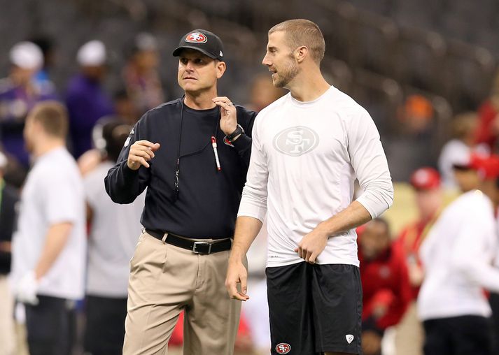 Alex Smith með þjálfara 49ers, Jim Harbaugh.