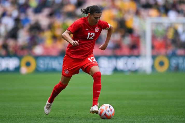 Christine Sinclair í leik með kanadíska landsliðinu. 