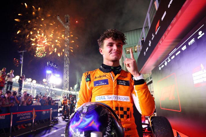 Lando Norris kom fyrstur í mark í Singapúr.