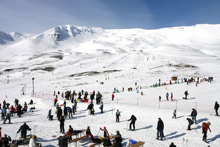 Frá Hlíðarfjalli á föstudaginn langa.