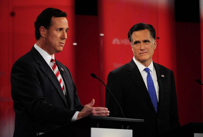 Rick Santorum og Mitt Romney
Kvarnast hefur úr fylgi Romneys meðal repúblikana undanfarið.
nordicphotos/AFP