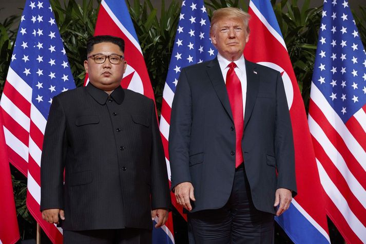 KIm Jong Un og Donald Trump í Singapúr árið 2018.