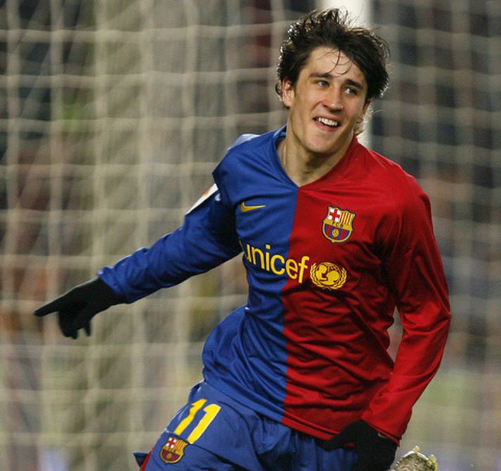 Bojan Krkic skoraði bæði mörk Barcelona í kvöld.