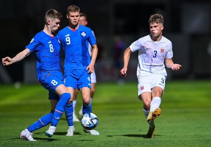 Sindre Walle Egeli í leik gegn Íslandi í lokakeppni EM U19-landsliða í fyrrasumar.