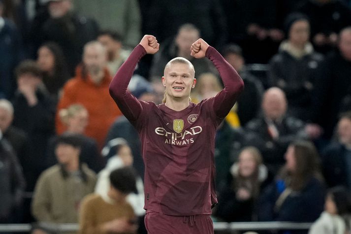 Erling Haaland tryggði Manchester City sigur á Tottenham með sínu tuttugasta deildarmarki á tímabilinu.