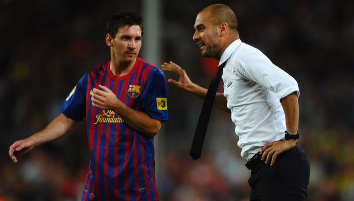 Lionel Messi og Pep Guardiola.