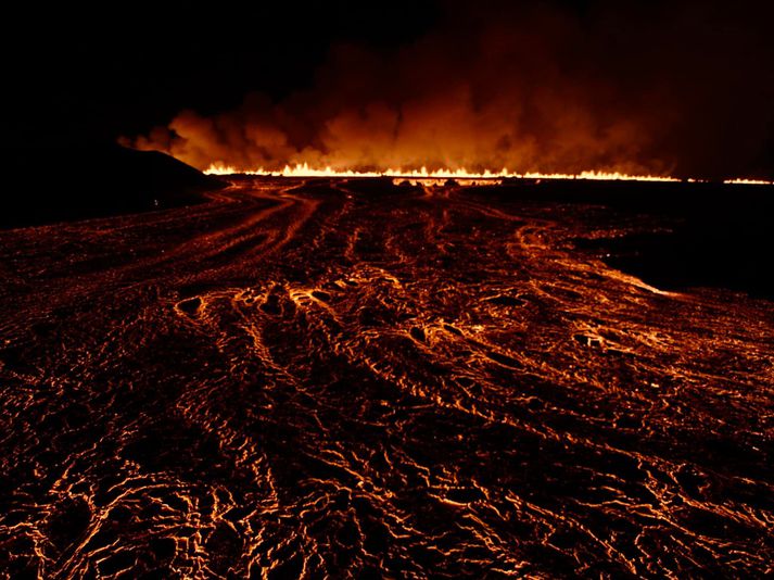 Eldgosið er það sjöunda í nágrenni Grindavíkur á árinu. Alls hefur gosið tíu sinnum síðan goshrinan hófst í mars 2021. Myndin var tekin klukkan eitt í nótt.