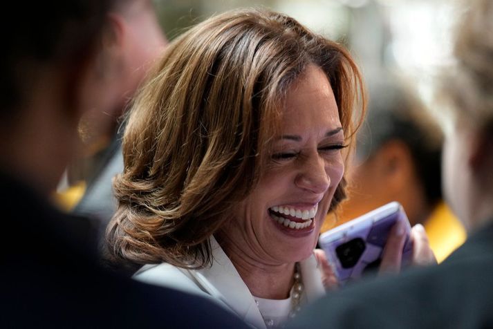 Kamala Harris hýr á brá á ferð í Savannah í Georgíu. Viðtalið við CNN var tekið upp þar.