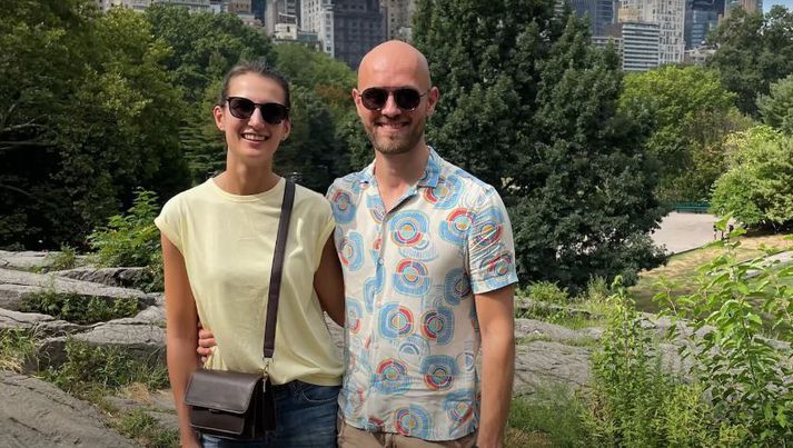 Oliwia og Björn á góðri stundu í Central Park í New York.