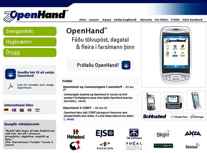 Heimasíða OpenHand